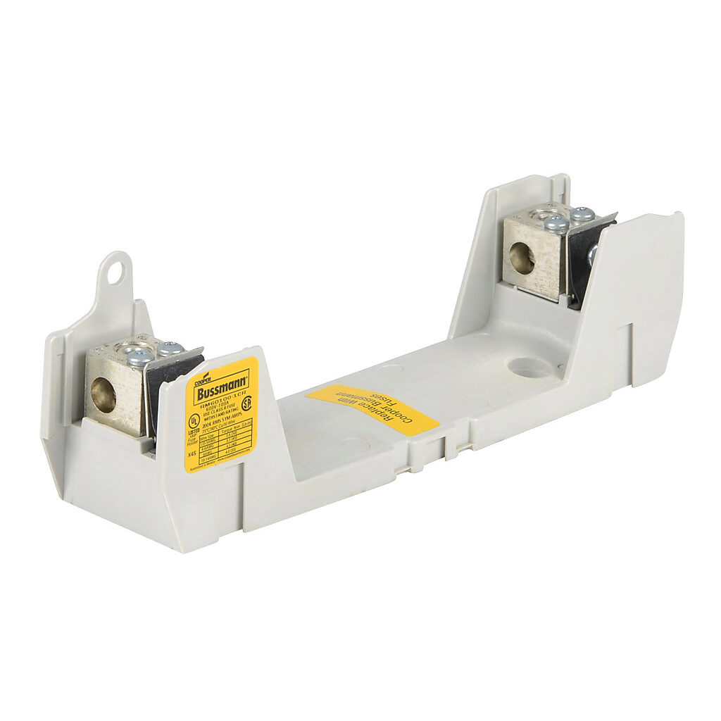 RM60100-1CR-1 - Bussmann modular fuse block, accepts R fuses, 100A, 600V, 1-pole, 14-1/0 AWG copper or aluminum, box lug, panel mount.