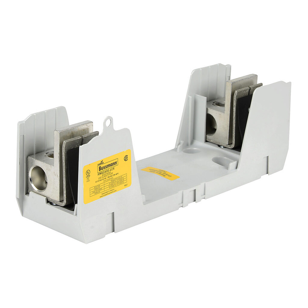 RM60400-1CR-1 - Bussmann modular fuse block, accepts R fuses, 400A, 600V, 1-pole, 4 AWG-600 MCM copper or aluminum, box lug, panel mount.