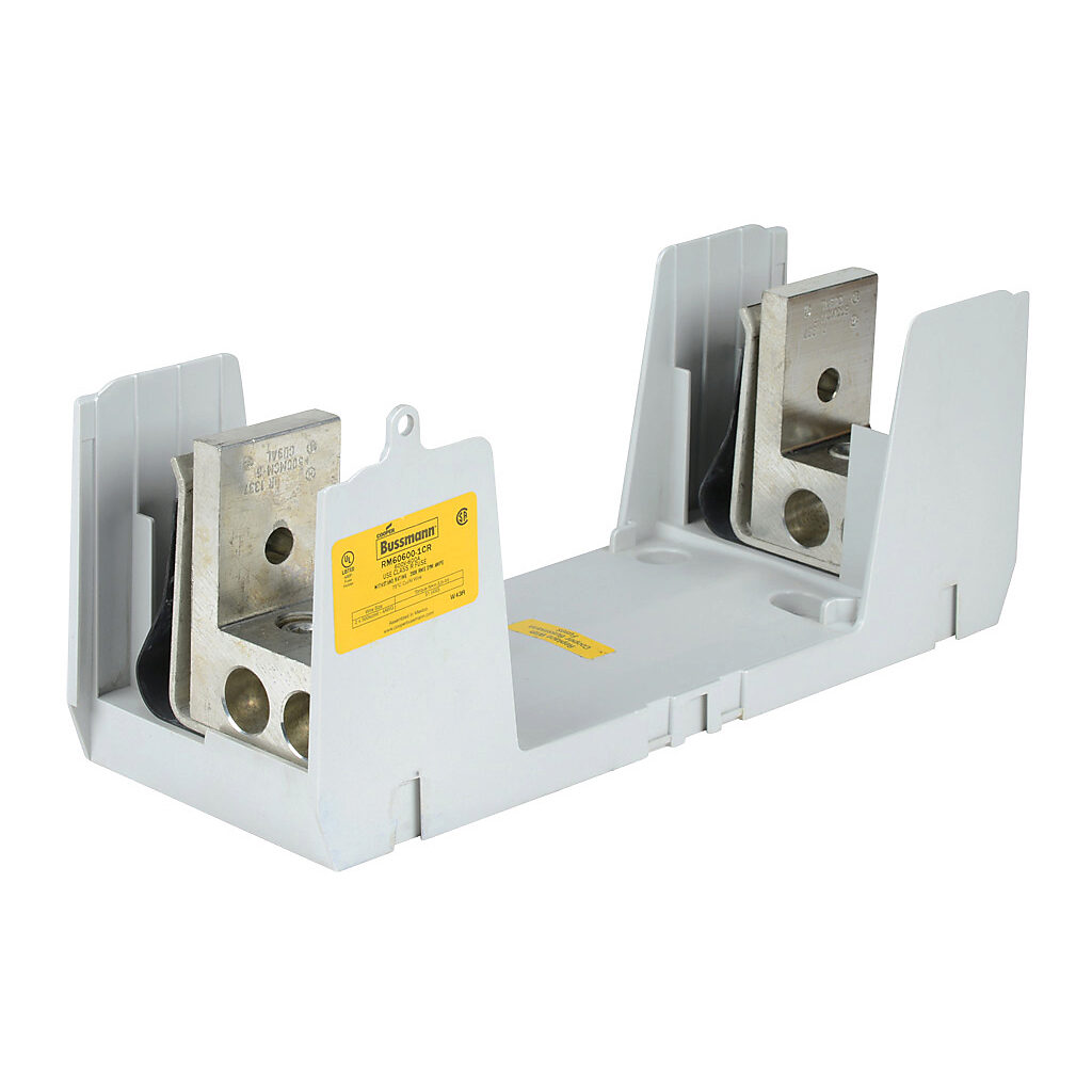 RM60600-1CR-1 - Bussmann modular fuse block, accepts R fuses, 600A, 600V, 1-pole, 2 line/2 load opening(s) per pole, (2) 4 AWG-500 MCM copper or aluminum, box lug, panel mount.