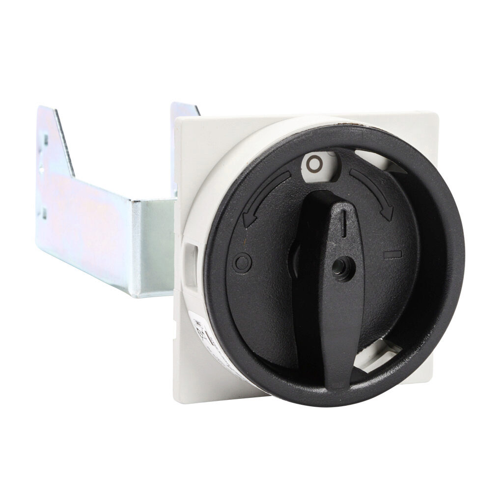 RMMP-130 - WEG Electric rotary handle, selector, black/gray, external front mount, 2-position, lockable in OFF only, NEMA 1/3R, IP55. For use with MPW40 series manual motor protectors. 130mm shaft included.