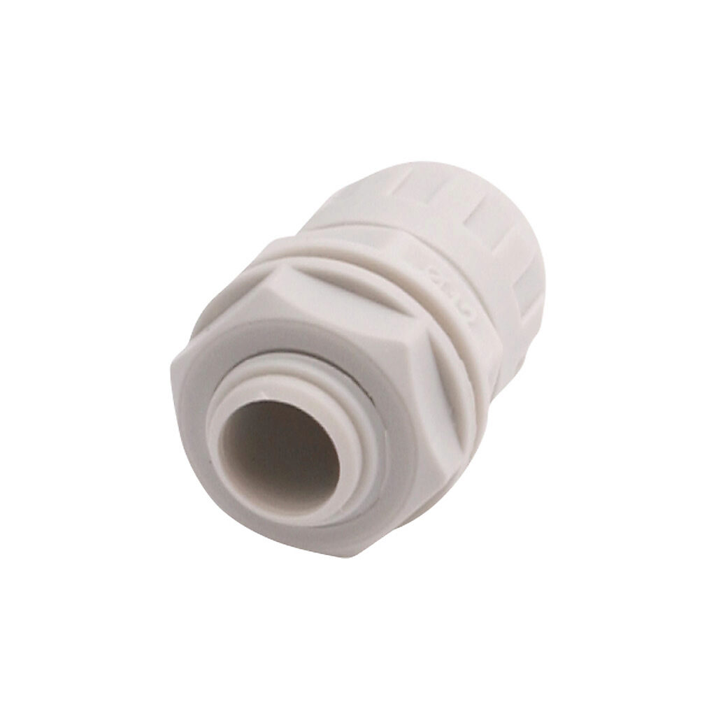 RPS-12G - Iboco RPS fitting, straight, compression, 3/8in tubing size, G3/8 BSPP male thread, insulated, gray. Package of 20. For use with I-Flex electrical tubing. Seal gaskets included.