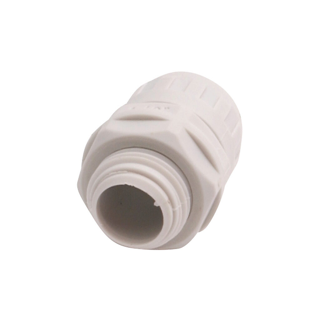 RPS-16G - Iboco RPS fitting, straight, compression, 1/2in tubing size, G1/2 BSPP male thread, insulated, gray. Package of 20. For use with I-Flex electrical tubing. Seal gaskets included.