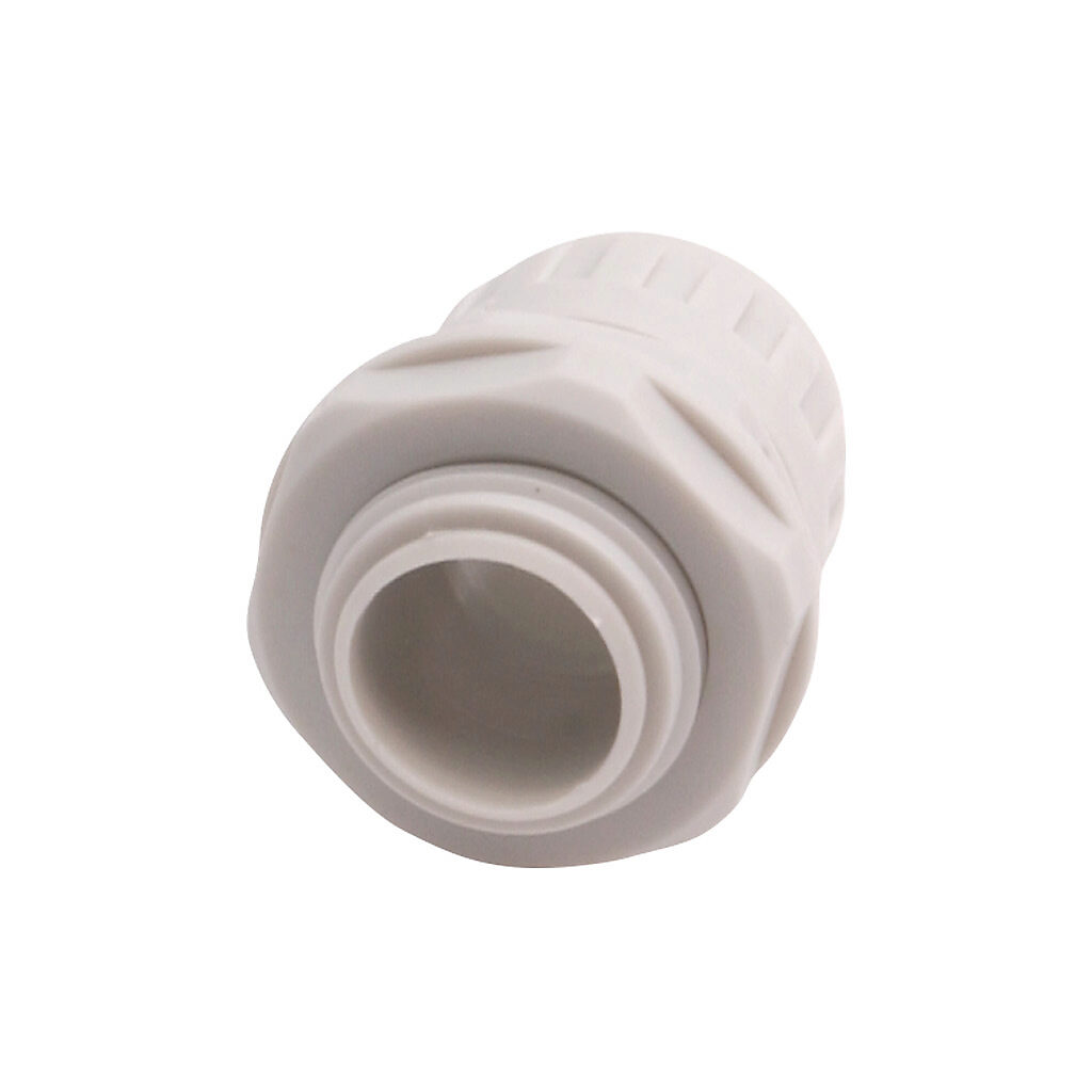 RPS-20G - Iboco RPS fitting, straight, compression, 3/4in tubing size, G3/4 BSPP male thread, insulated, gray. Package of 20. For use with I-Flex electrical tubing. Seal gaskets included.