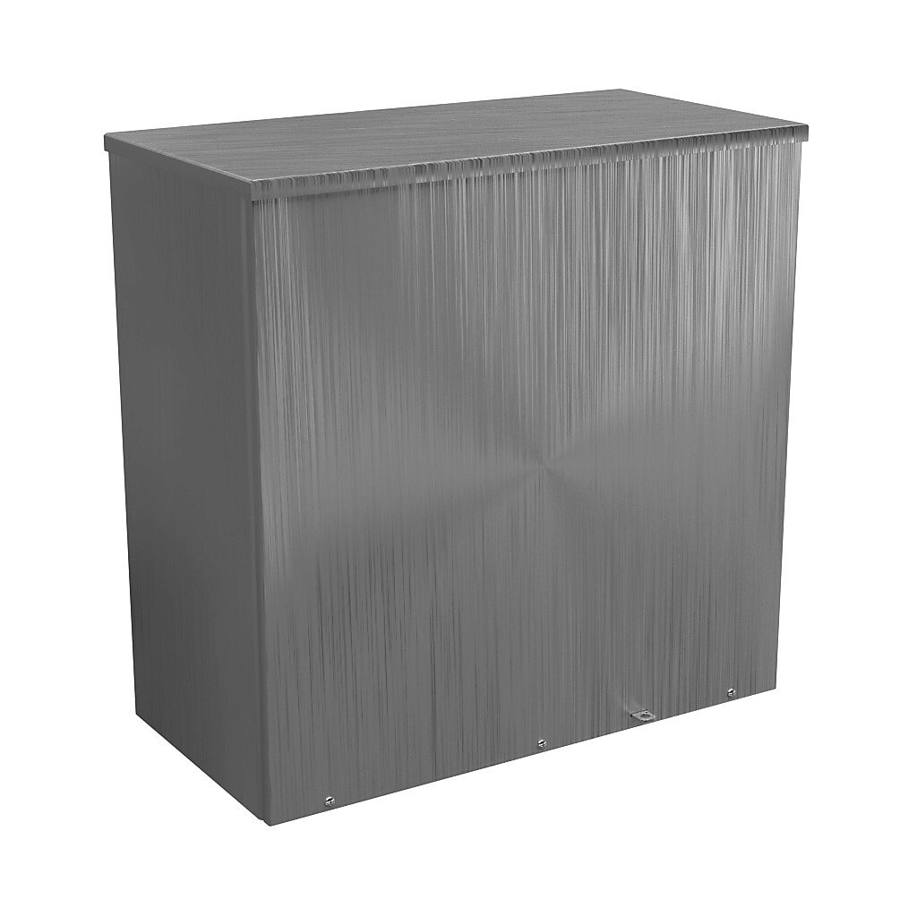 RSC242412NKSS - Wiegmann enclosure, NEMA 1/3R/3RX, 24 x 24 x 12in (HxWxD), wall mount, 304 stainless steel, No. 3 intermediate polished finish, screw cover, padlock hasp and staple.