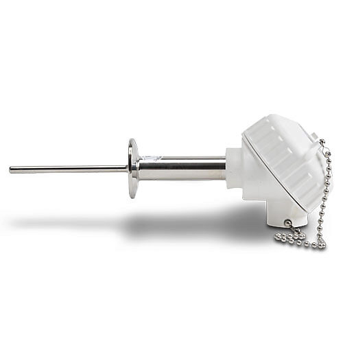 RTD1-S04-01 - ProSense temperature sensor, Pt100 RTD, sanitary connection probe, 4in insertion length, 1/4in probe diameter, stainless steel sheath, 1-1/2in sanitary tri-clamp process connection, white polypropylene screw cover head with terminals.