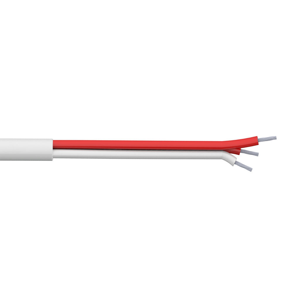 TE Connectivity RTDW-22-1U-P-1 - TE Wire & Cable RTD extension wire, unshielded, 3 conductors, 22 AWG, tinned copper, PVC conductor insulation material, (1) white and (2) red, PVC jacket, white, cut to length.