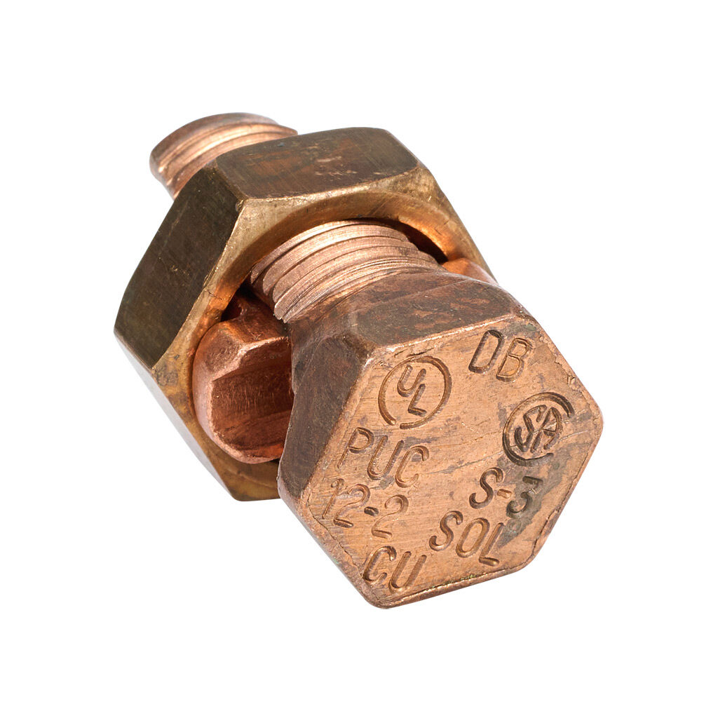 S-3-5 - Penn-Union S series split bolt, copper alloy, 13/16in nut hex, 11/16in body hex, 12-2 AWG, copper. Package of 5.