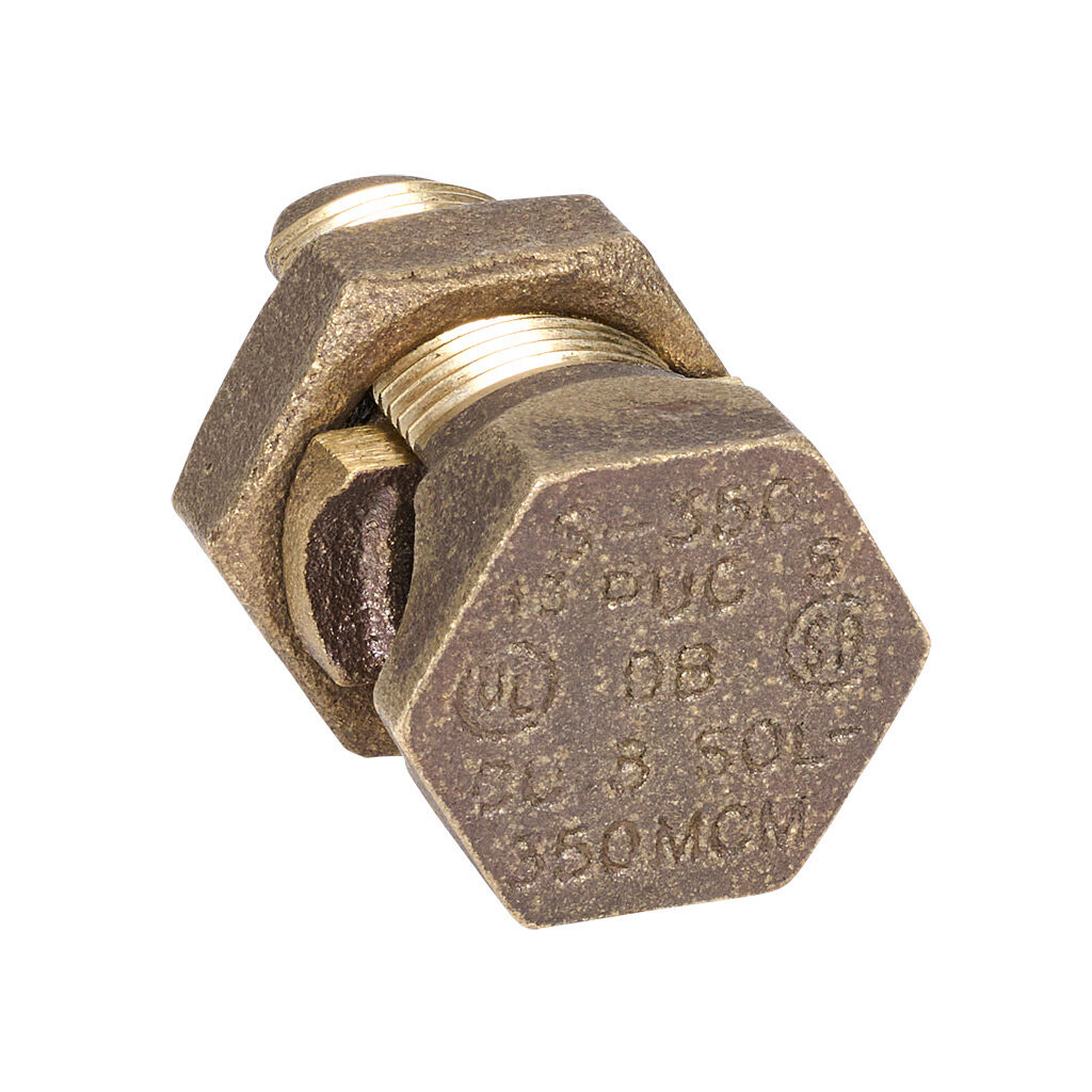 S-350-1 - Penn-Union S series split bolt, copper alloy, 1-5/8in nut hex, 1-1/2in body hex, 8 AWG-350 MCM, copper.