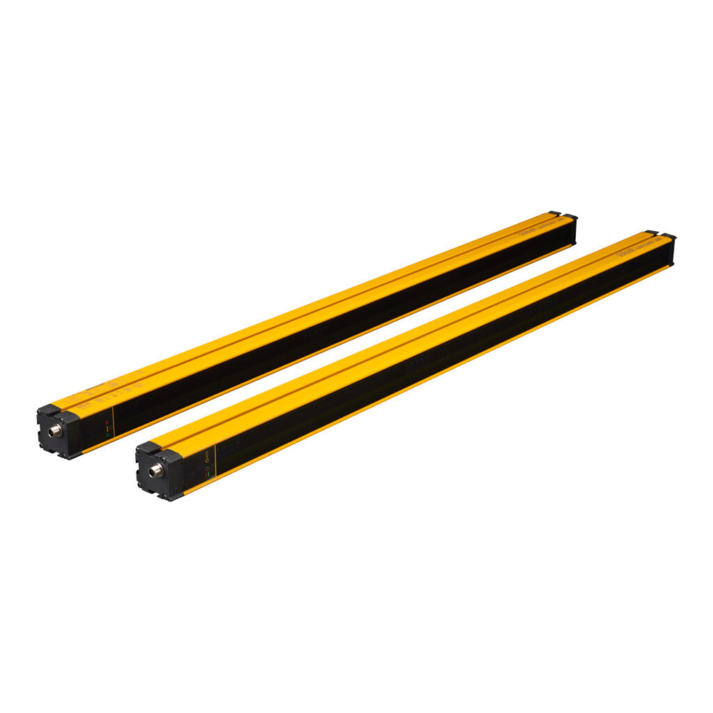 S-4B - ReeR safety light curtain, sender/receiver pair, body protection, 24 VDC, 300mm resolution, 910mm protected height, 0-12m operating distance, safety category Type 4, IP65 IP67, (1) 5-pin and (1) 8-pin M12 quick-disconnect.