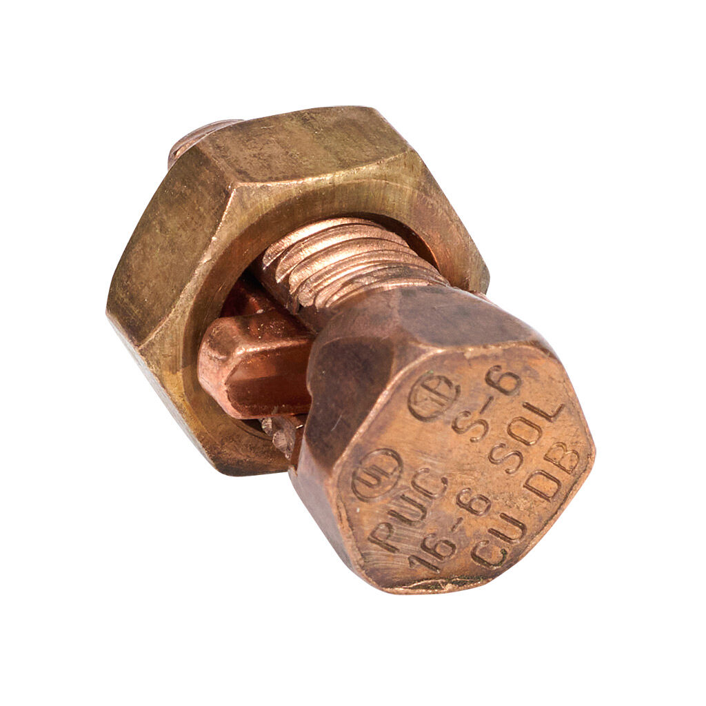S-6-1 - Penn-Union S series split bolt, copper alloy, 5/8in nut hex, 1/2in body hex, 16-6 AWG, copper.