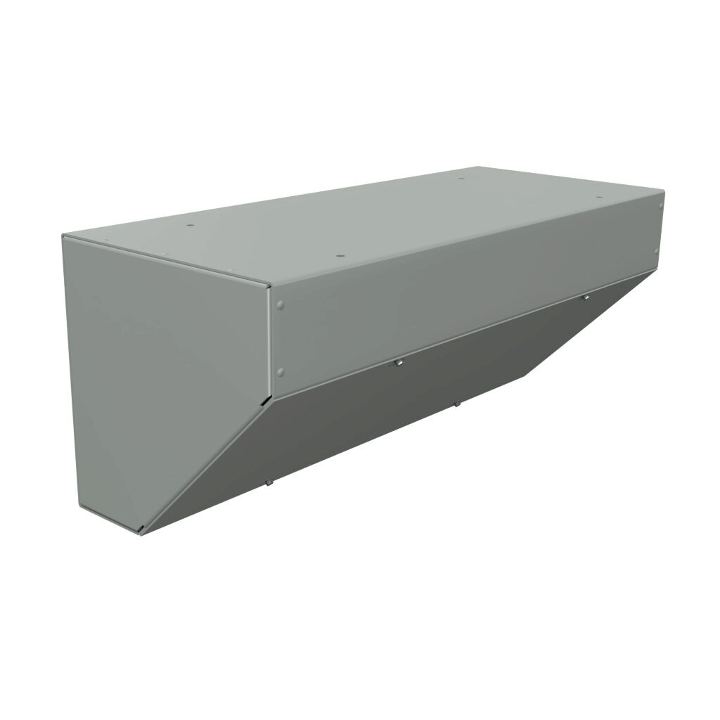 S101024ATNK - Wiegmann wiring trough, 10 x 10 x 24in (HxDxL), NEMA 1, corner mount, carbon steel, ANSI 61 gray, powder coat finish, screw cover.