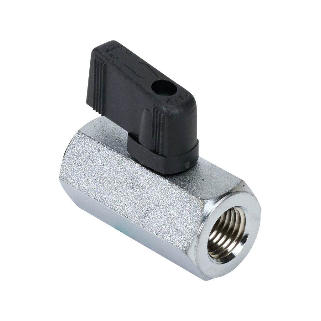 S35BX0 - RuB S35 manual mini ball valve, 2-port (2-way), 2-position, rotary lever, 1/4in female NPT inlet(s), 1/4in female NPT outlet(s), Cv=4.9.