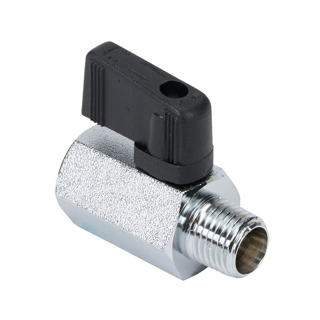 S35BZ0 - RuB S35 manual mini ball valve, 2-port (2-way), 2-position, rotary lever, 1/4in male NPT inlet(s), 1/4in female NPT outlet(s), Cv=4.9.