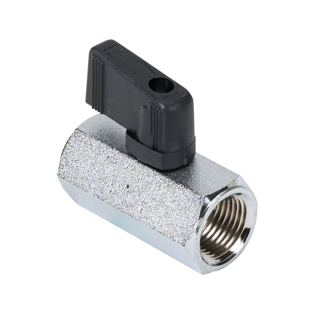 S35CX0 - RuB S35 manual mini ball valve, 2-port (2-way), 2-position, rotary lever, 3/8in female NPT inlet(s), 3/8in female NPT outlet(s), Cv=4.2.