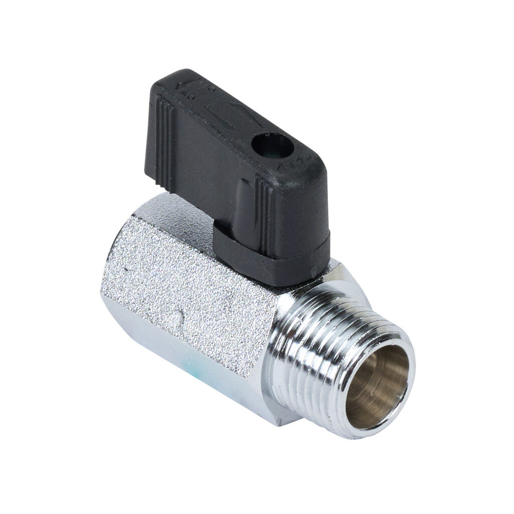 S35CZ0 - RuB S35 manual mini ball valve, 2-port (2-way), 2-position, rotary lever, 3/8in male NPT inlet(s), 3/8in female NPT outlet(s), Cv=4.2.