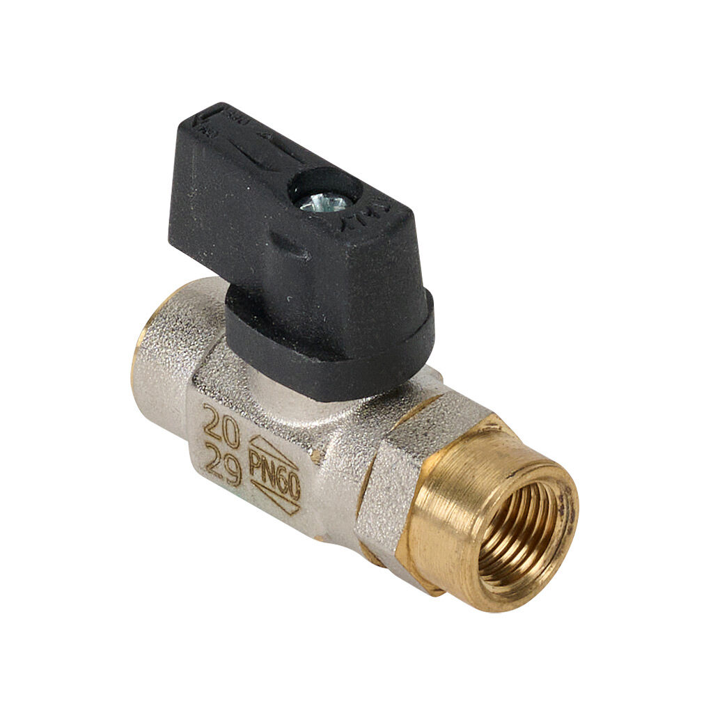 S39AX0M - RuB S39 manual micro ball valve, 2-port (2-way), 2-position, wedge handle, 1/8in female NPT inlet(s), 1/8in female NPT outlet(s), Cv=1.4.