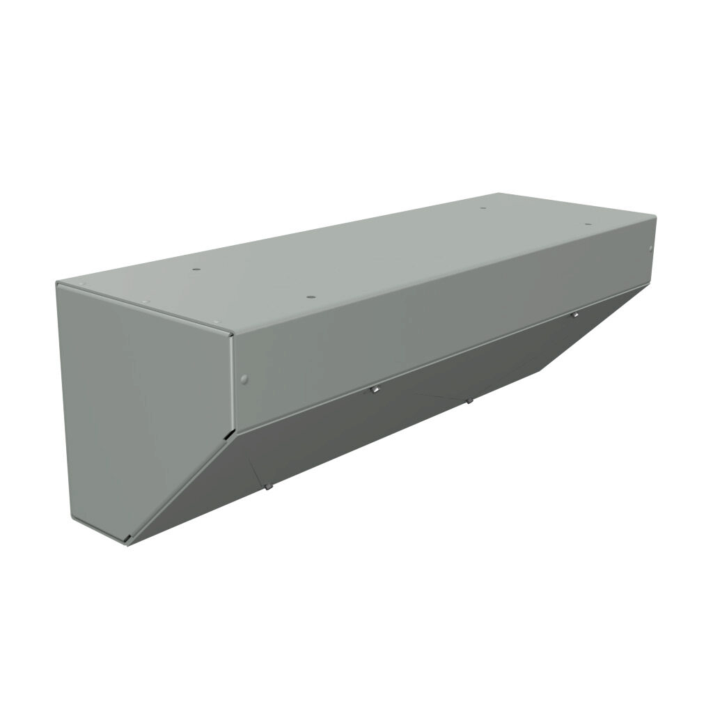 S8824ATNK - Wiegmann wiring trough, 8 x 8 x 24in (HxDxL), NEMA 1, corner mount, carbon steel, ANSI 61 gray, powder coat finish, screw cover.