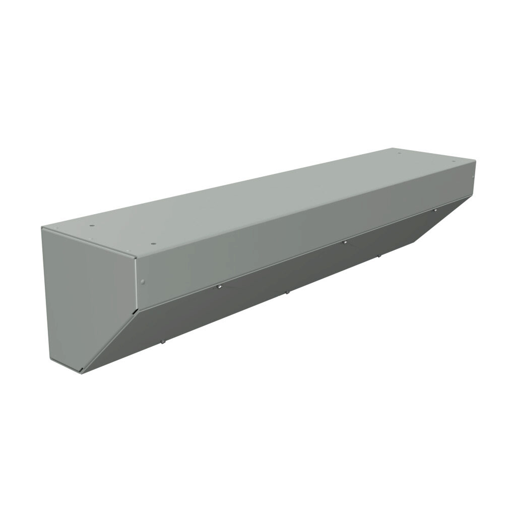 S8836ATNK - Wiegmann wiring trough, 8 x 8 x 36in (HxDxL), NEMA 1, corner mount, carbon steel, ANSI 61 gray, powder coat finish, screw cover.