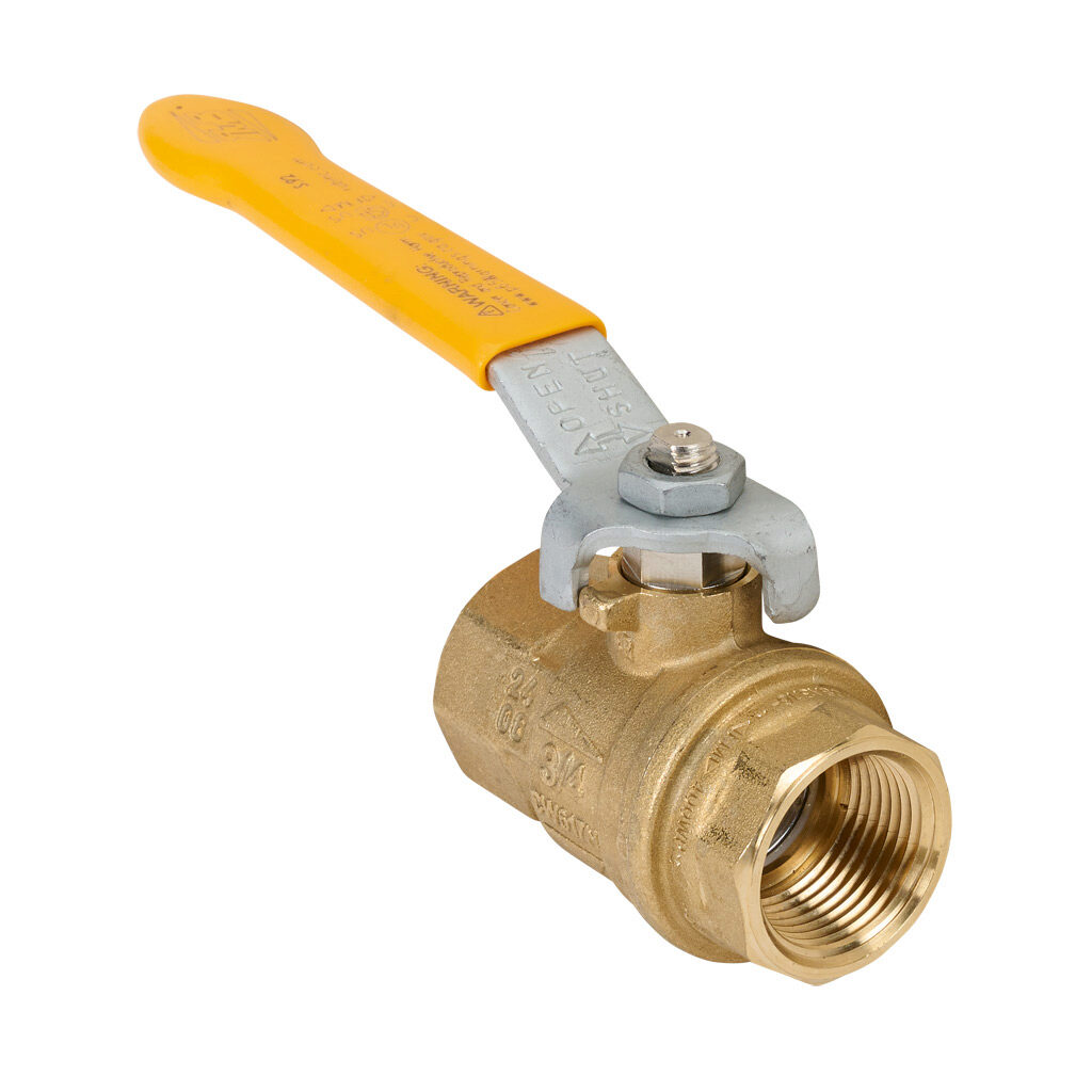 S92E41 - RuB S92 manual ball valve, 2-port (2-way), 2-position, rotary lever, 3/4in female NPT inlet(s), 3/4in female NPT outlet(s), Cv=48.5.