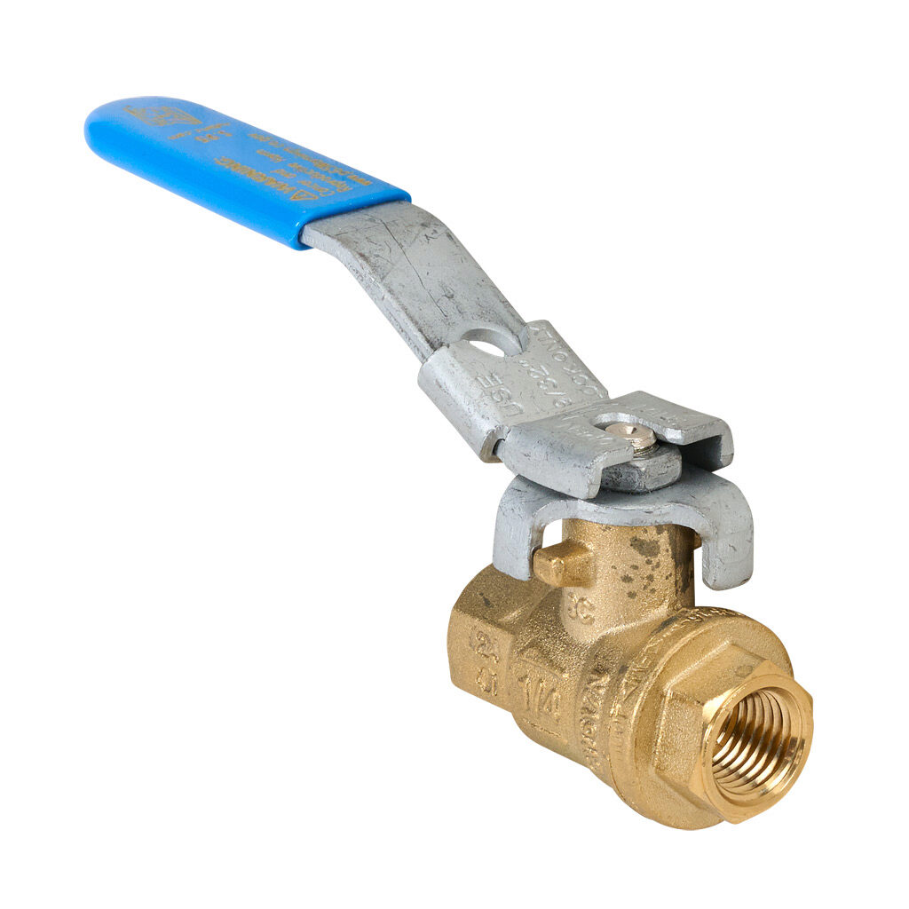 S95B45 - RuB S95 manual ball valve, 2-port (2-way), 2-position, lockable rotary lever, 1/4in female NPT inlet(s), 1/4in female NPT outlet(s), Cv=4.5.
