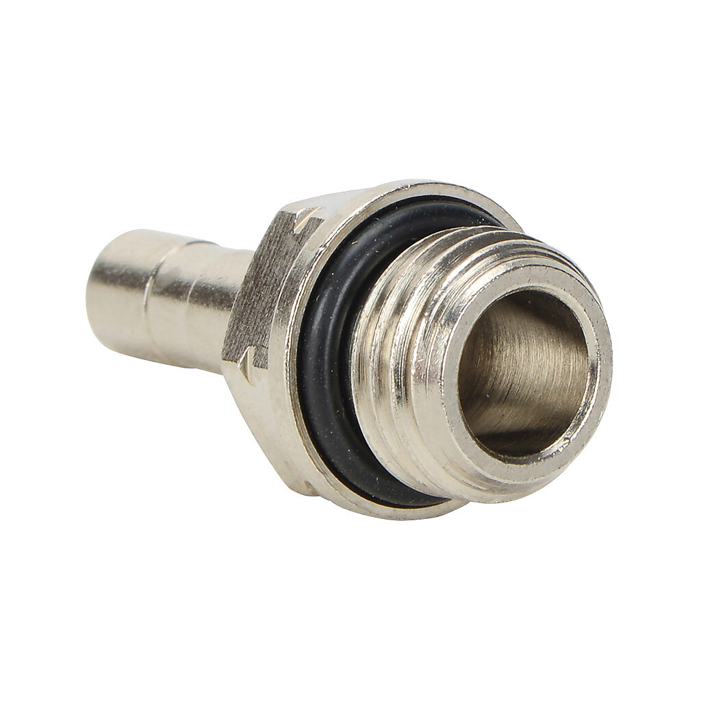 SA14-14N - NITRA pneumatic push-to-connect fitting, stem adapter, nickel-plated brass body, (1) 1/4in male NPT to (1) 1/4in plug-in. Package of 5.
