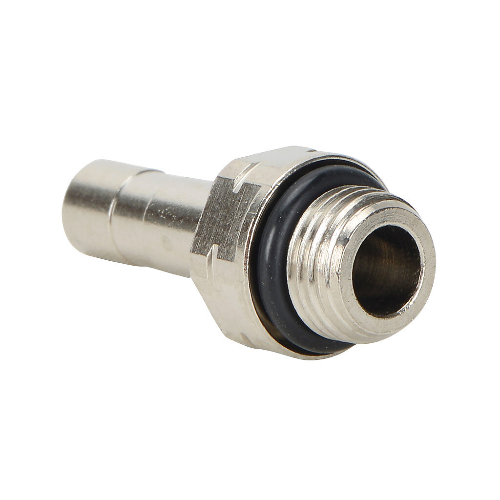 SA14-18N - NITRA pneumatic push-to-connect fitting, stem adapter, nickel-plated brass body, (1) 1/8in male NPT to (1) 1/4in plug-in. Package of 5.