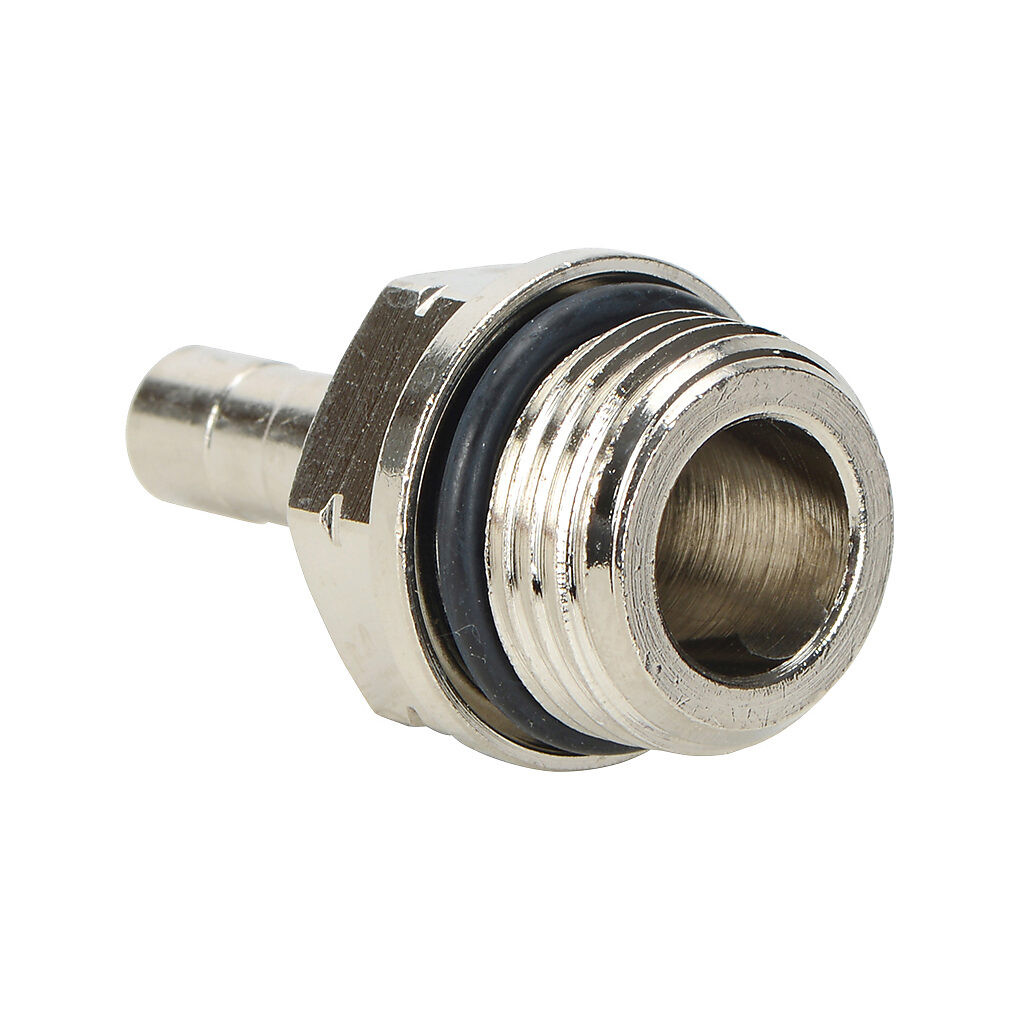 SA14-38N - NITRA pneumatic push-to-connect fitting, stem adapter, nickel-plated brass body, (1) 3/8in male NPT to (1) 1/4in plug-in. Package of 5.
