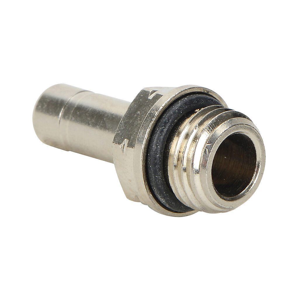 SA516-14N - NITRA pneumatic push-to-connect fitting, stem adapter, nickel-plated brass body, (1) 1/4in male NPT to (1) 5/16in (8mm) plug-in. Package of 5.