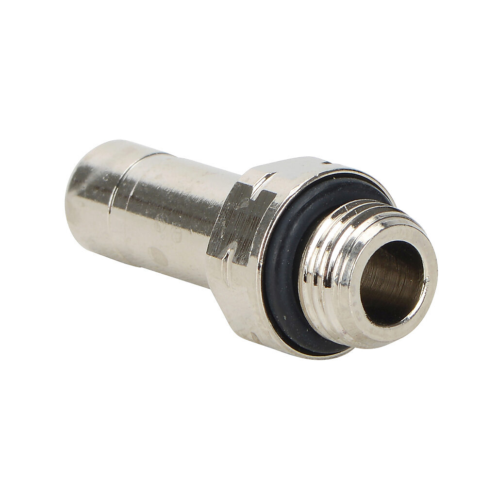 SA516-18N - NITRA pneumatic push-to-connect fitting, stem adapter, nickel-plated brass body, (1) 1/8in male NPT to (1) 5/16in (8mm) plug-in. Package of 5.