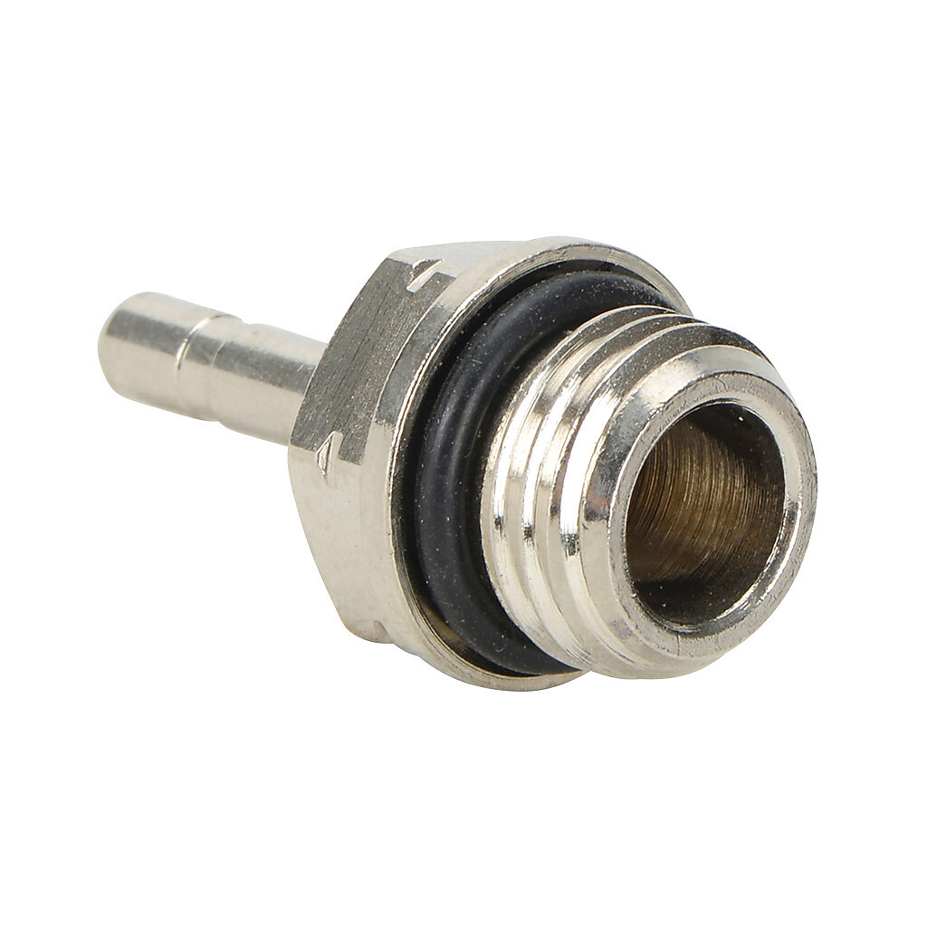 SA532-14N - NITRA pneumatic push-to-connect fitting, stem adapter, nickel-plated brass body, (1) 1/4in male NPT to (1) 5/32in (4mm) plug-in. Package of 5.