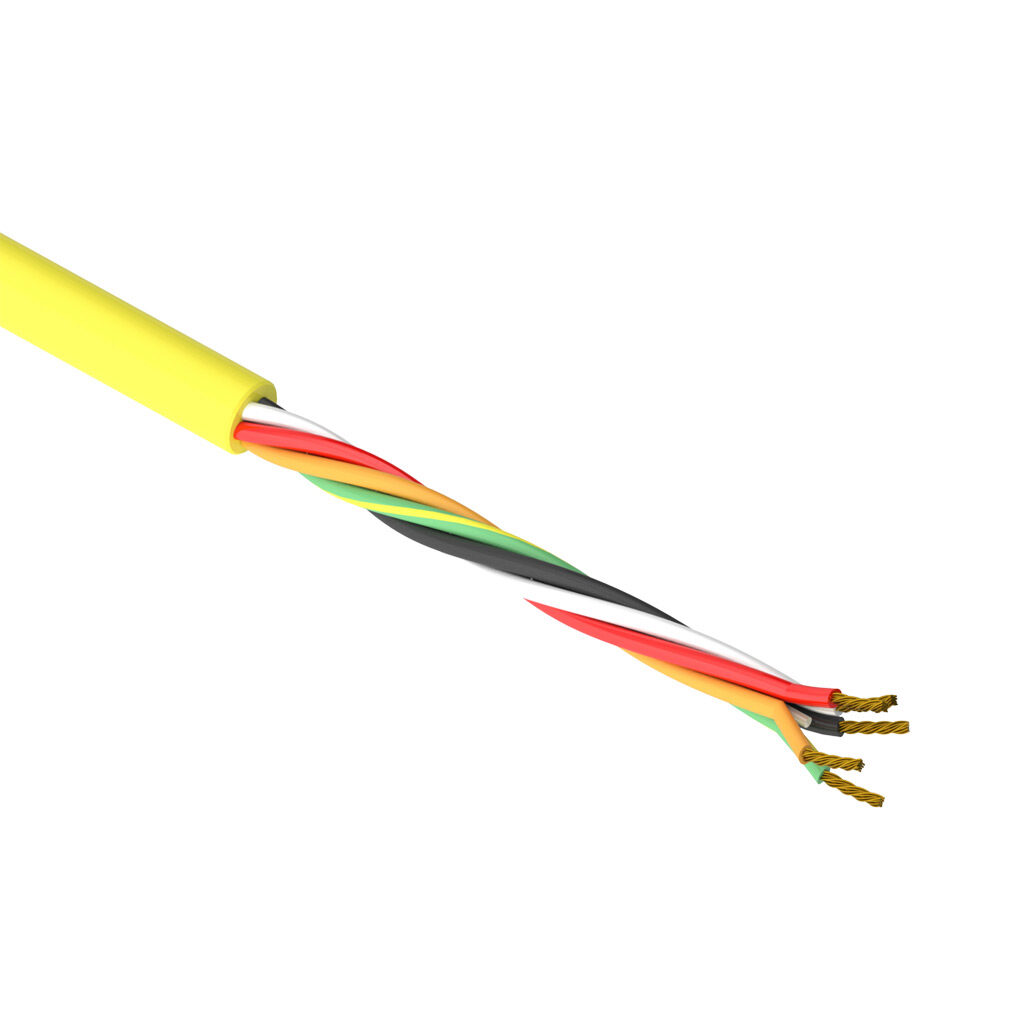 SAC-18-5U-2YL-1 - AutomationDirect flexible sensor/actuator cable, unshielded, 5 conductors, 18 AWG, bare copper, PVC conductor insulation material, black, white, red, orange and green/yellow, PVC jacket, yellow, cut to length.