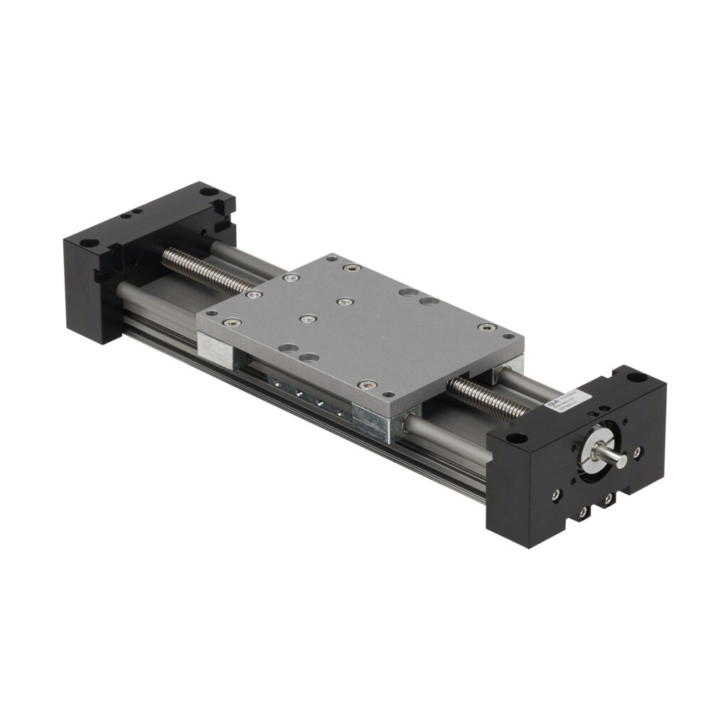 SAW1080-1.5-A - igus drylin series linear actuator assembly, W1080 twin rail, 108mm wide, 150mm travel, lead screw, 25mm pitch, hard-anodized aluminum rail.