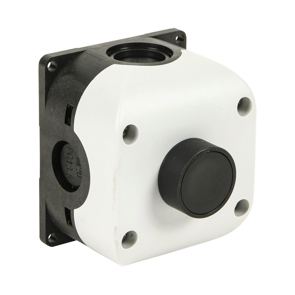 SB114-081-G - Comepi control station, polycarbonate, (1) pushbutton, flush, black, momentary, (1) N.O. contact(s).
