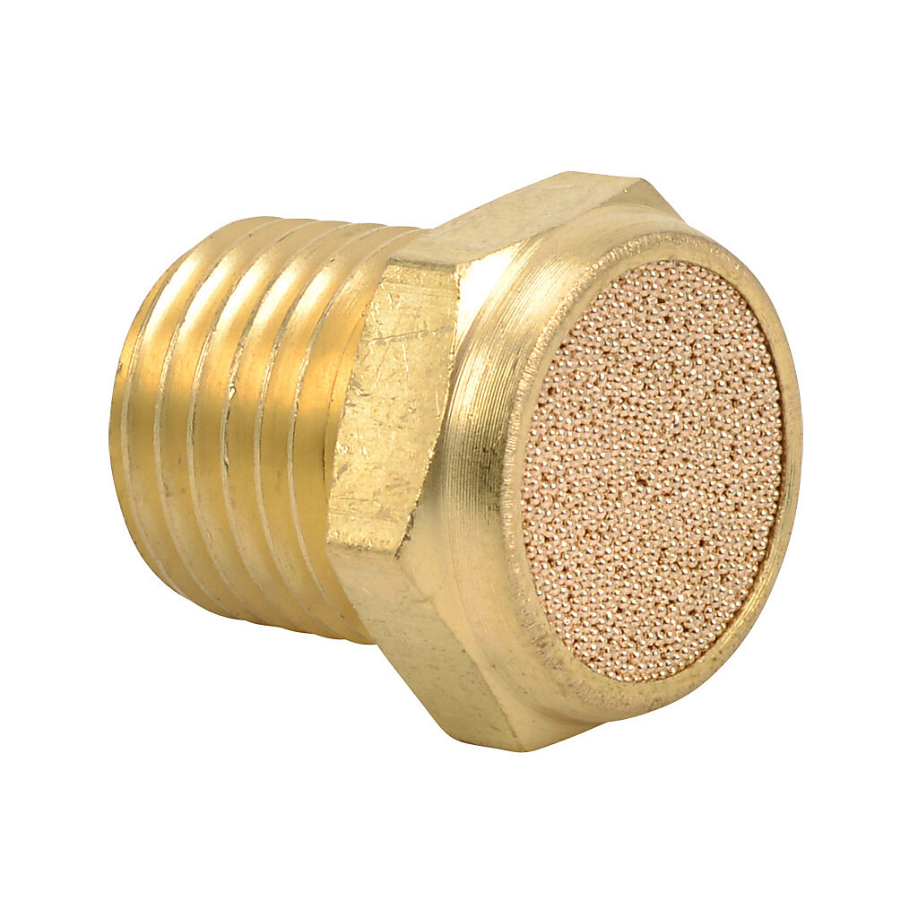 SBF-14N - NITRA pneumatic exhaust silencer, sintered bronze, flat, 1/4in male NPT. Package of 2.
