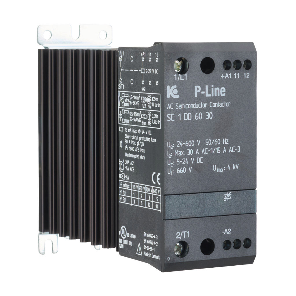 SC1DD6030 - Eltwin SC1 series solid state contactor, 30A, (1) N.O. SCR switched power poles, 24-600 VAC (50/60Hz) operating voltage, 5-24 VDC coil voltage.