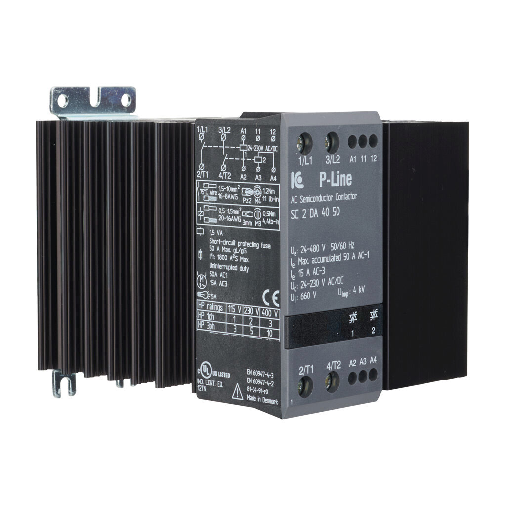 SC2DA4050 - Eltwin SC2 series solid state contactor, 50A, (2) N.O. SCR switched power poles, 24-480 VAC (50/60Hz) operating voltage, 24-230 VAC/VDC coil voltage.