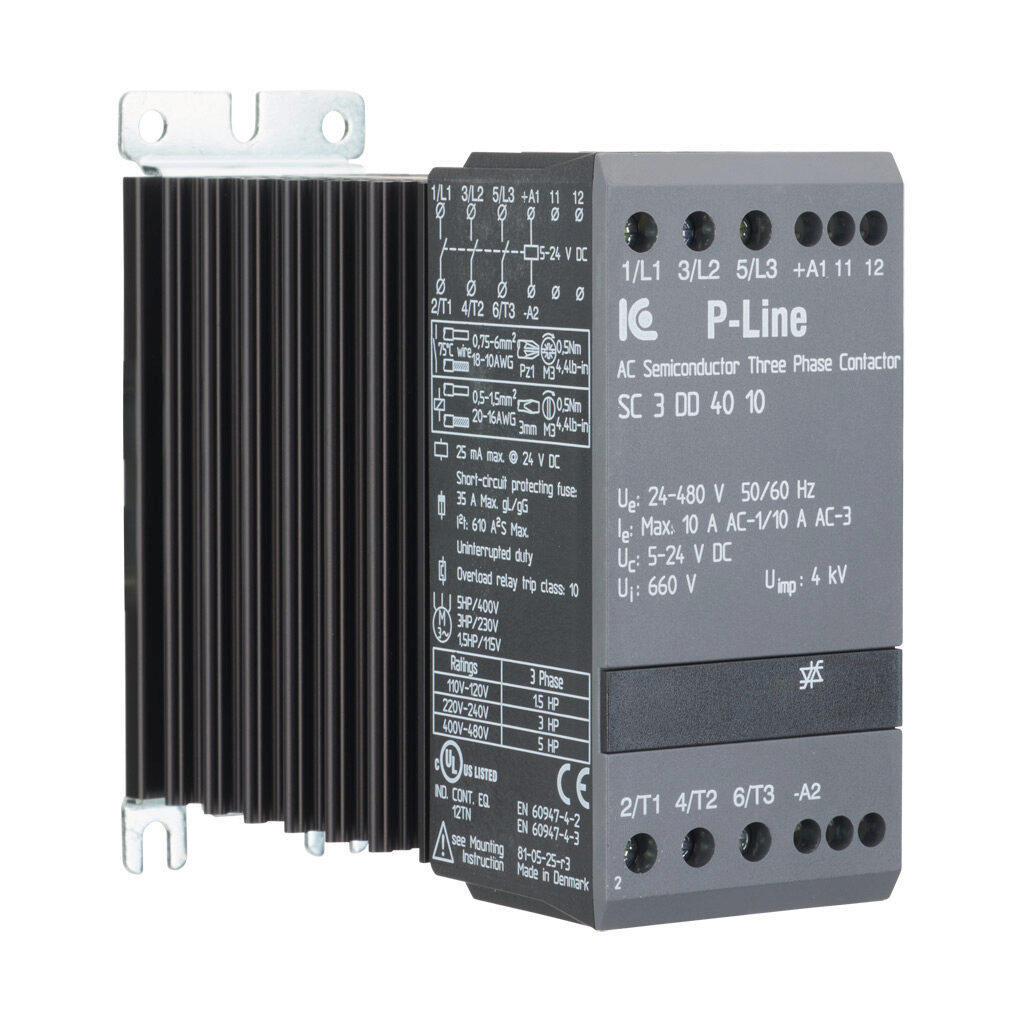 SC3DD4010 - Eltwin SC3 series solid state contactor, 10A, (3) N.O. SCR switched power poles, 24-480 VAC (50/60Hz) operating voltage, 5-24 VDC coil voltage.