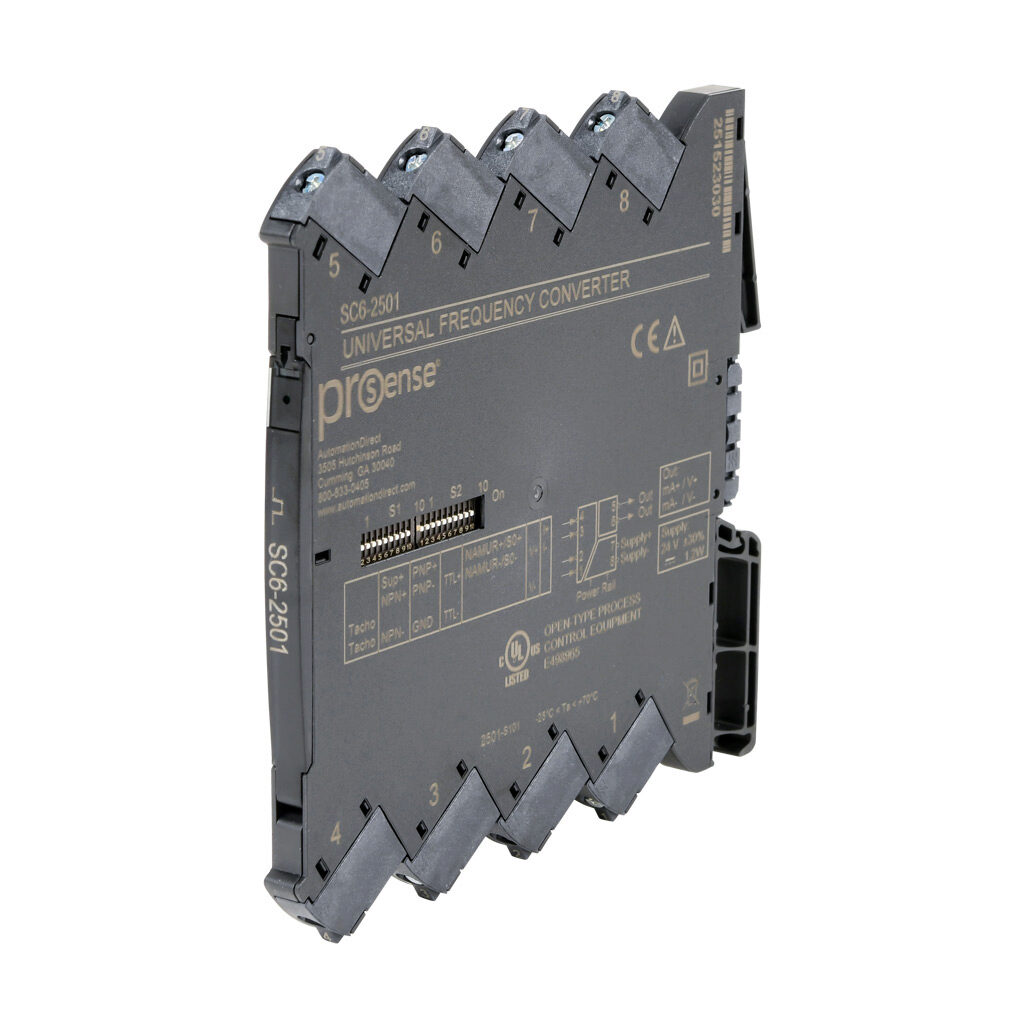 SC6-2501 - ProSense signal conditioner, isolated, Input: 1-channel, frequency, Output: 1-channel, current/voltage, 24 VDC operating voltage, 35mm DIN rail mount.
