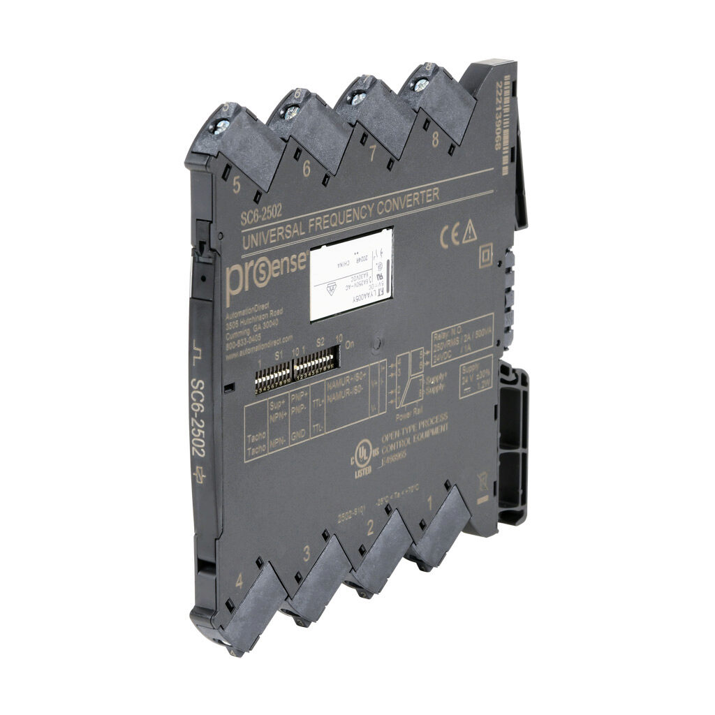 SC6-2502 - ProSense signal conditioner, isolated, Input: 1-channel, frequency, Output: 1-channel, relay, 24 VDC operating voltage, 35mm DIN rail mount.
