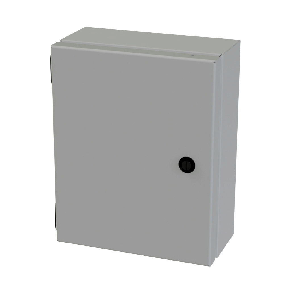 SCE-1008ELJ - Saginaw Enviroline Junction series enclosure, NEMA 3R/4/12/13, 10 x 8 x 4in (HxWxD), wall mount, carbon steel, ANSI 61 gray, powder coat finish, single-door, 1/4-turn semi-flush latch.
