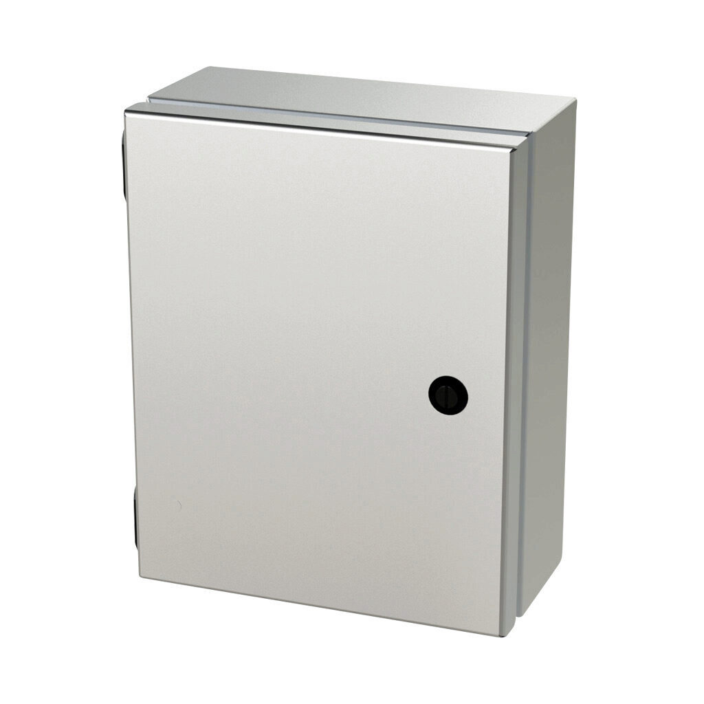 SCE-1008ELJSS - Saginaw Enviroline Junction series enclosure, NEMA 3R/4/4X/12/13, 10 x 8 x 4in (HxWxD), wall mount, 304 stainless steel, #4 brush finish, single-door, 1/4-turn semi-flush latch.