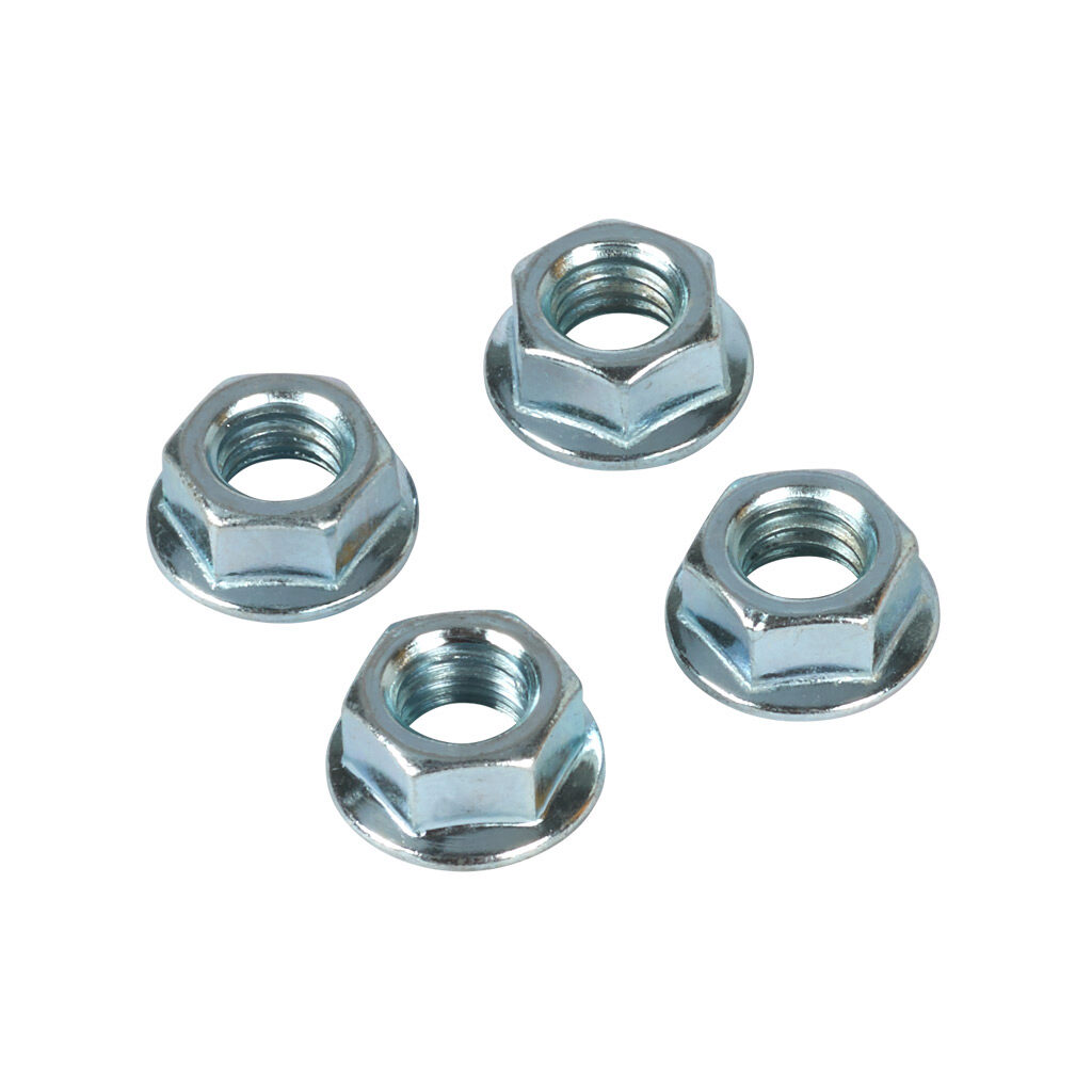 SCE-102298 - Saginaw serrated flange hex nut, replacement, 3/8-16 UNC, carbon steel. Package of 4.