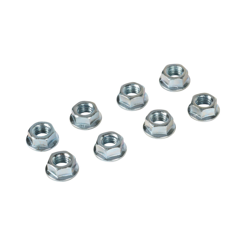 SCE-102300 - Saginaw serrated flange hex nut, replacement, 3/8-16 UNC, carbon steel. Package of 8.