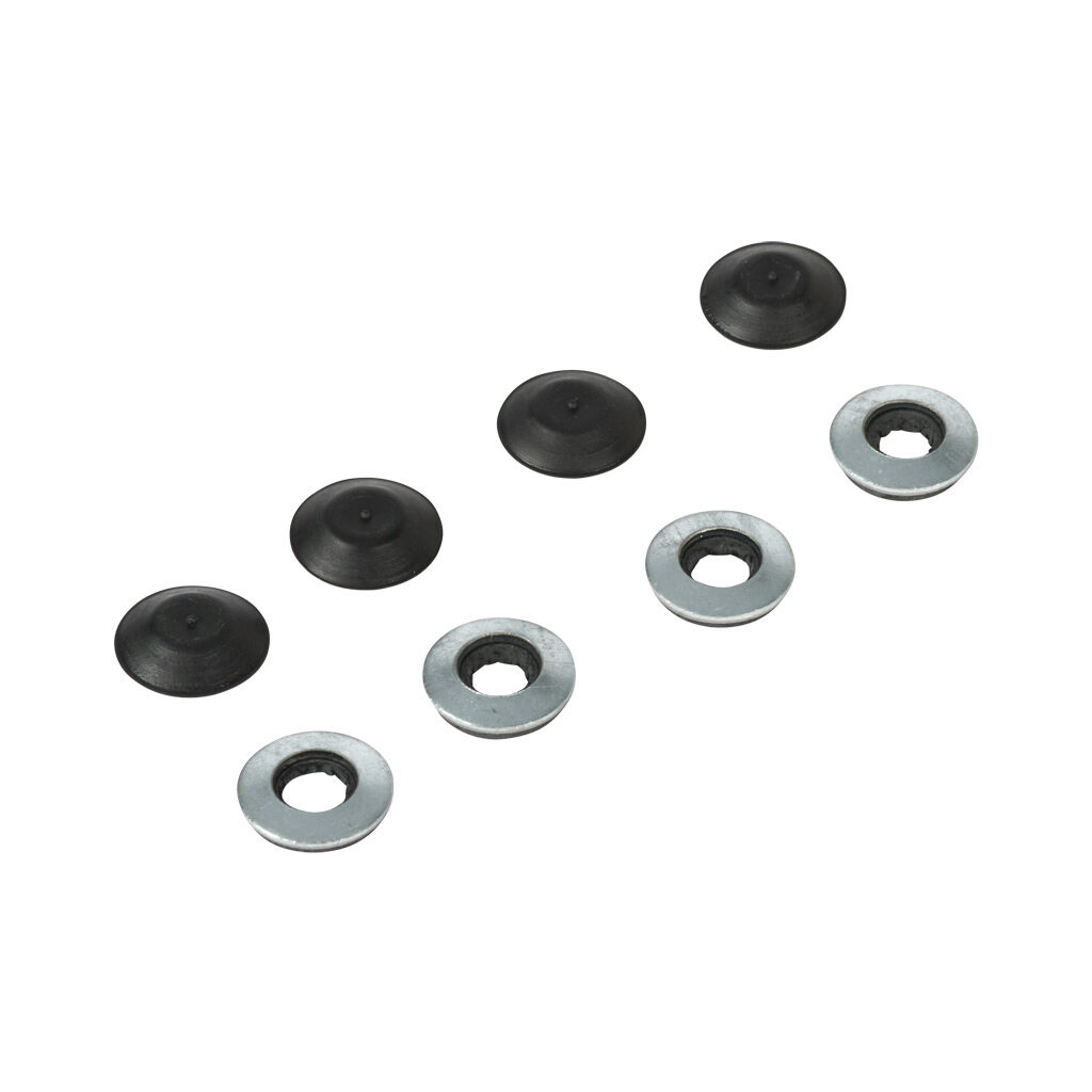 SCE-102686 - Saginaw sealing washer, replacement, carbon steel/neoprene, galvanized finish. Package of 4. 1/4in ABS hole plug included.