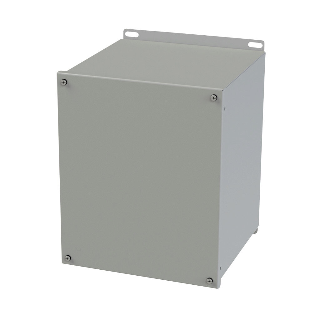 SCE-121010SC - Saginaw enclosure, NEMA 3R/4/12/13, 12 x 10 x 10in (HxWxD), wall mount, carbon steel, ANSI 61 gray, powder coat finish, screw cover.