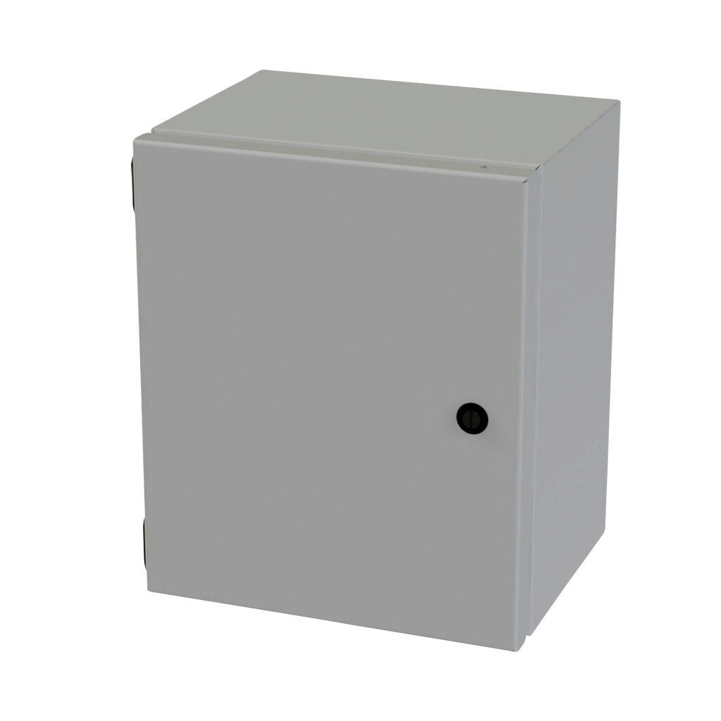 SCE-12108ELJ - Saginaw Enviroline Junction series enclosure, NEMA 3R/4/12/13, 12 x 10 x 8in (HxWxD), wall mount, carbon steel, ANSI 61 gray, powder coat finish, single-door, 1/4-turn semi-flush latch.