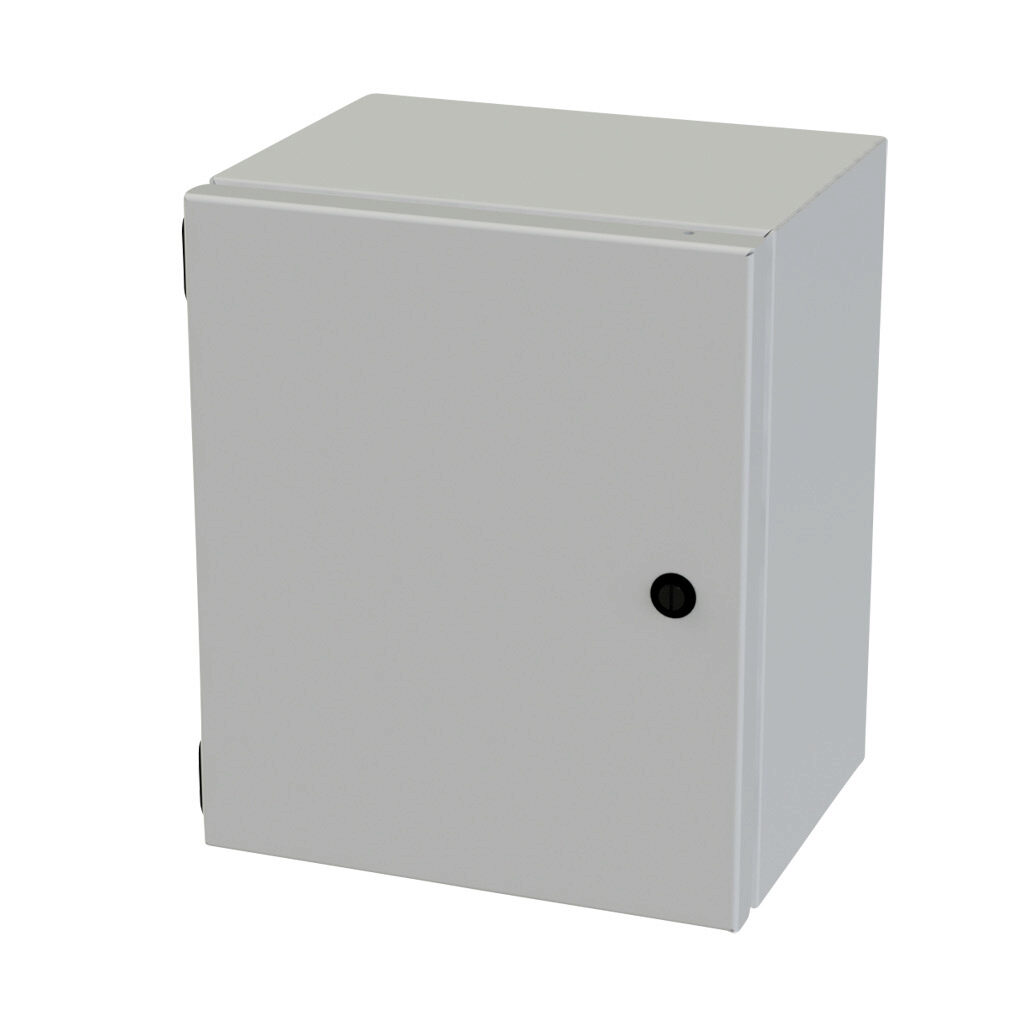 SCE-12108ELJLG - Saginaw Enviroline Junction series enclosure, NEMA 3R/4/12/13, 12 x 10 x 8in (HxWxD), wall mount, carbon steel, RAL 7035 light gray, powder coat finish, single-door, 1/4-turn semi-flush latch.