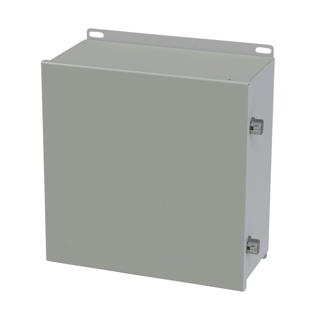 SCE-1212CHNF - Saginaw enclosure, NEMA 3R/4/12/13, 12 x 12 x 6in (HxWxD), wall mount, carbon steel, ANSI 61 gray, powder coat finish, single-door, stainless steel clamps.