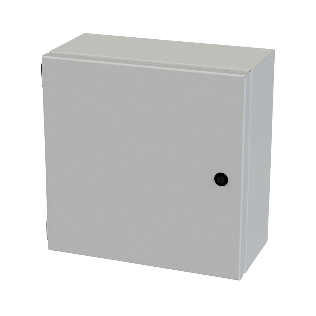SCE-1212ELJLG - Saginaw Enviroline Junction series enclosure, NEMA 3R/4/12/13, 12 x 12 x 6in (HxWxD), wall mount, carbon steel, RAL 7035 light gray, powder coat finish, single-door, 1/4-turn semi-flush latch.