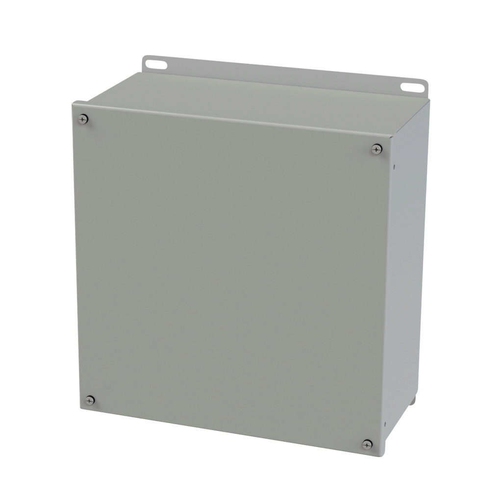 SCE-1212SC - Saginaw enclosure, NEMA 3R/4/12/13, 12 x 12 x 6in (HxWxD), wall mount, carbon steel, ANSI 61 gray, powder coat finish, screw cover.